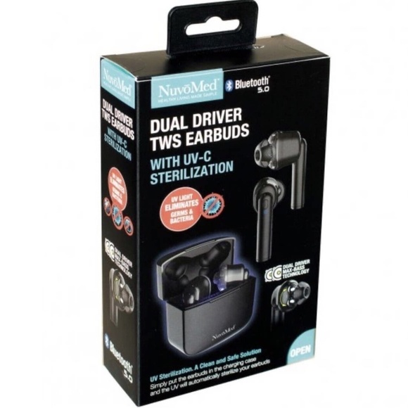 NuvoMed DualDriver True Wireless Bluetooth Earbuds Microphone UV - Picture 2 of 5